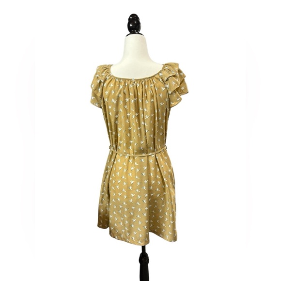 Blu Pepper, Chic Knee-Length Printed Dress, Medium, Tan, White - Picture 8 of 12